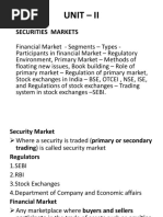 Unit - Ii: Securities Markets