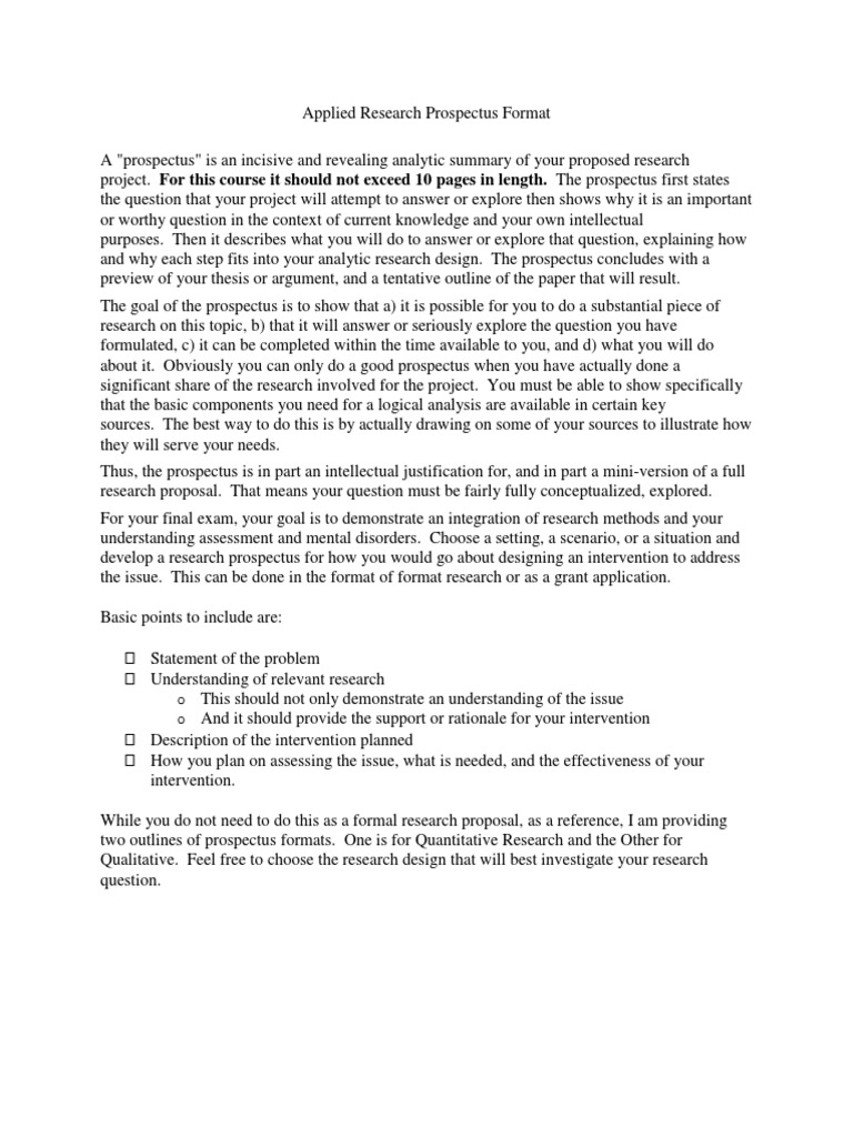 example of research prospectus paper