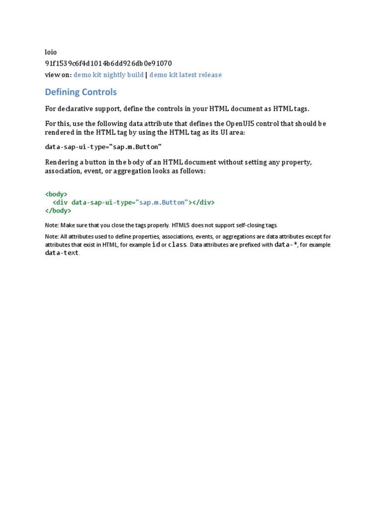 OpenUI5 HTML Control Guide | PDF