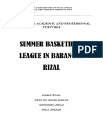 Summer Basketball League in Barangay Rizal: English For Academic and Professional Purposes