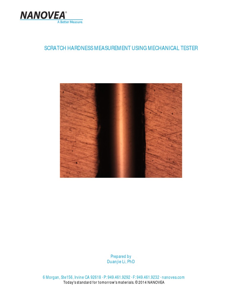 Scratch Hardness Measurement Using Mechanical Tester PDF Hardness