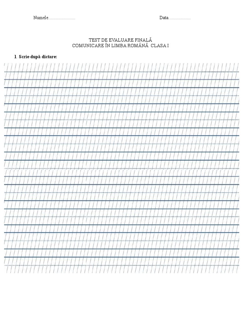 0 Test de Evaluare Finala CLR Cls. I | PDF