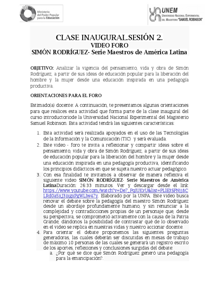 Clase Inaugural Pdf Pedagogía Maestros