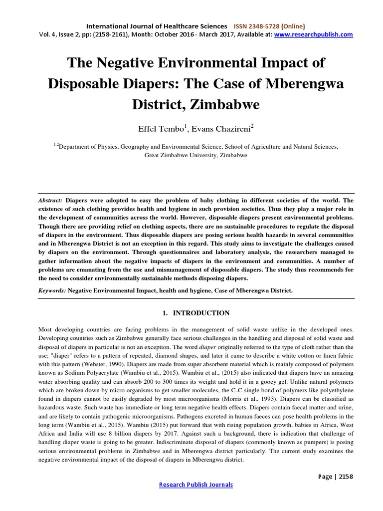 The Negative Environmental Impact of Disposable Diapers The Case of