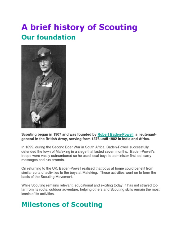 Brief History of Scouting Origins | PDF | Scouting | Youth Movements