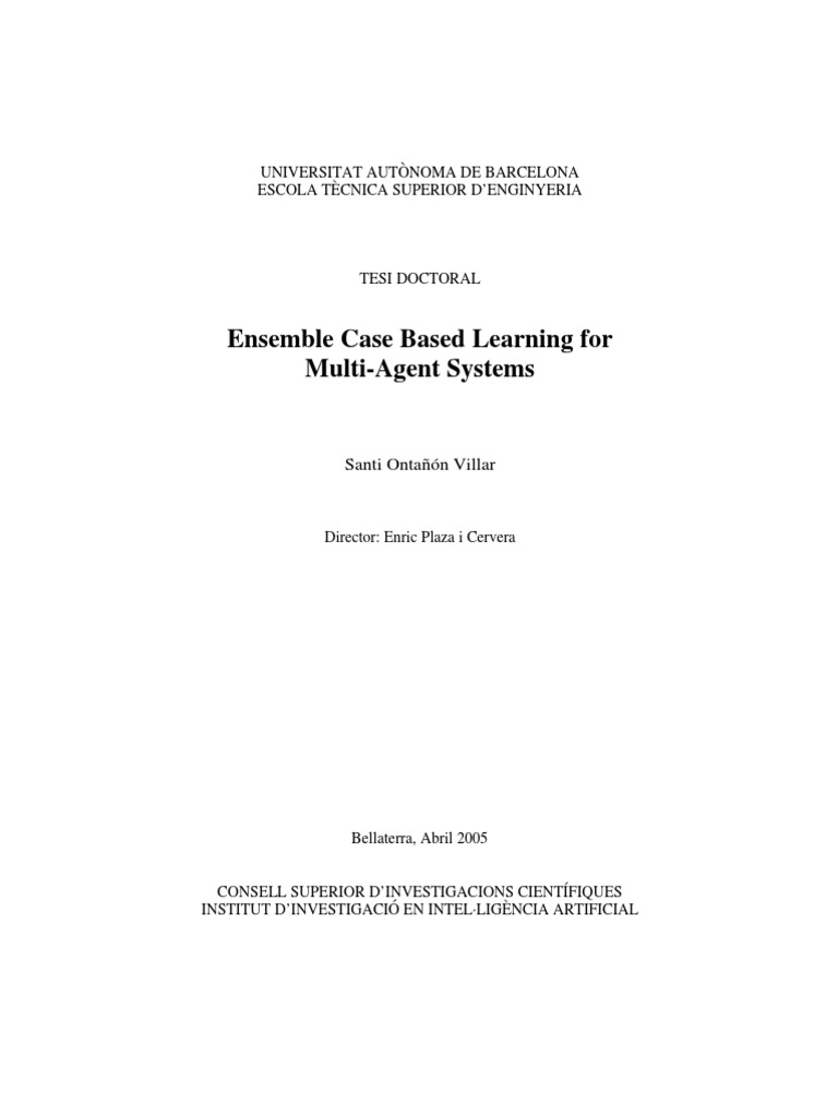 Ensemble Case Based Learning For Multi-Agent Systems | PDF | Machine ...