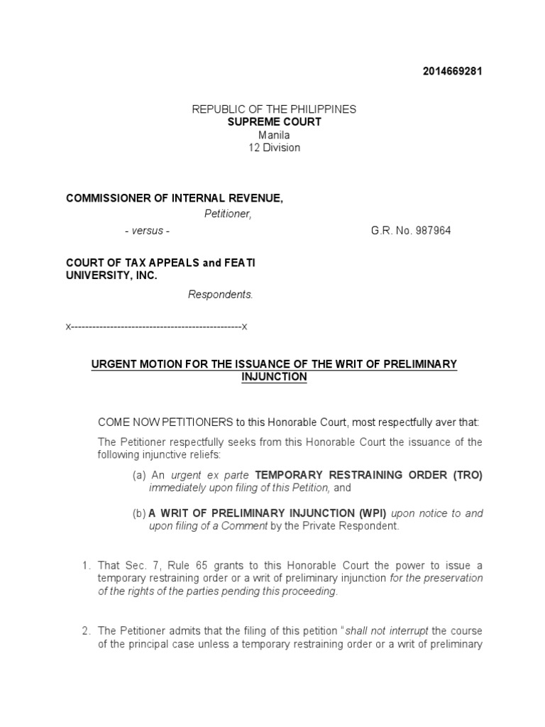 Republic of The Philippines Manila 12 Division: Petitioner, - Versus ...