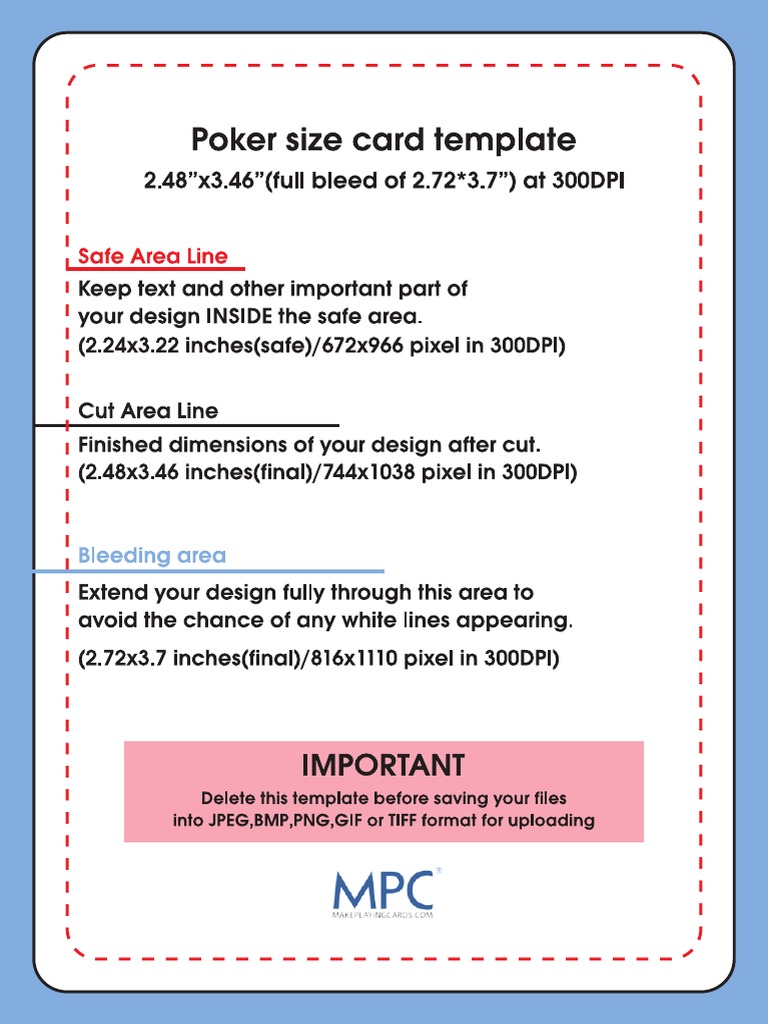 Poker Size Card Template