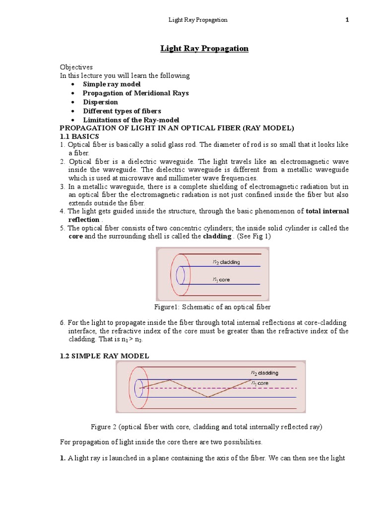 Light Ray Propagation in Optical Fiber | Download Free PDF | Optical ...