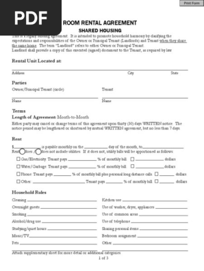 Rental Agreement Room