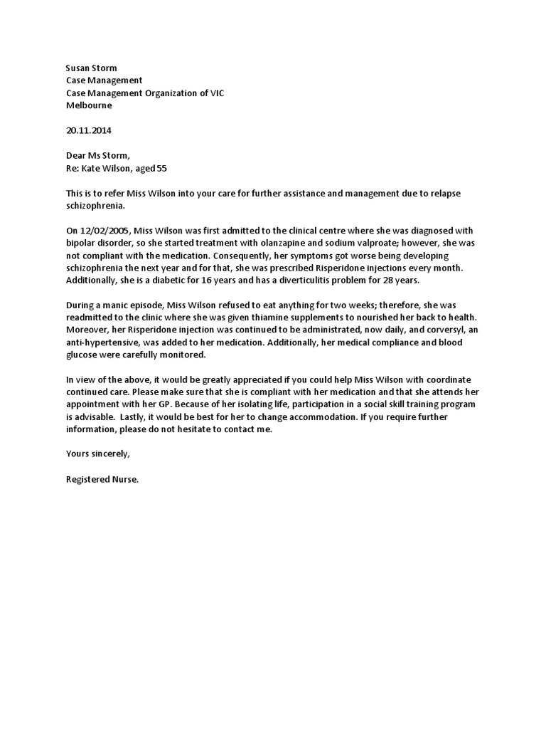 Referral for Kate Wilson's Care | PDF