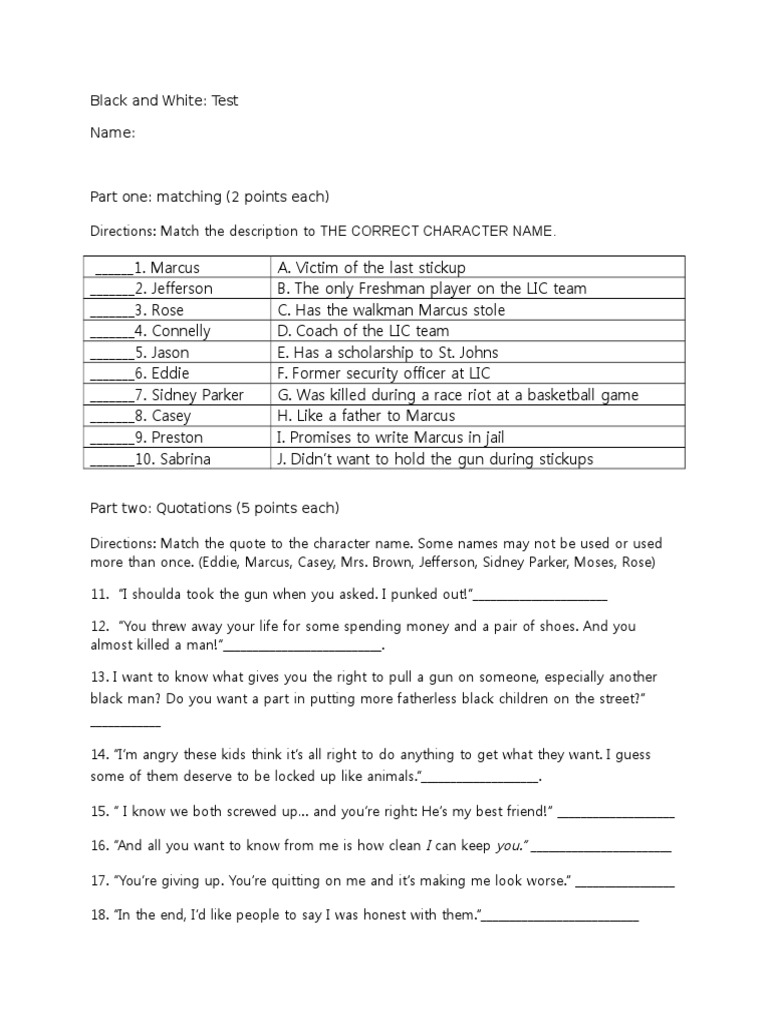 Black and white by paul volponi summary