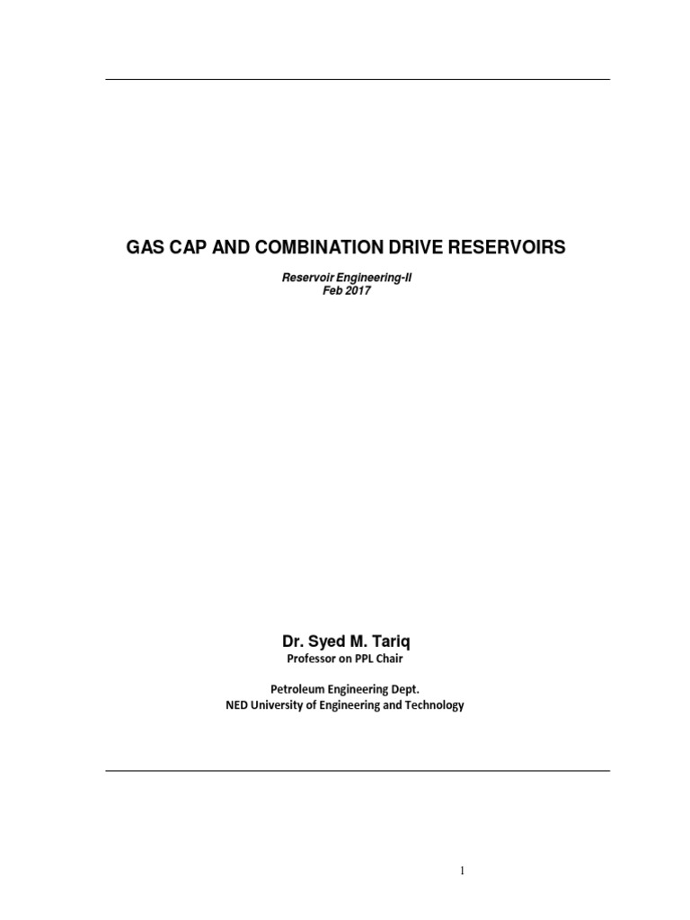 Analysis of Gas Cap and Combination Drive Reservoirs PDF Petroleum