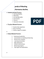 Agenda of Meeting 1: Student Performance Decline