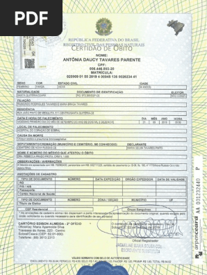 COMISSÃO DE JUSTIÇA E CIDADANIA Cert. Obito Antonia Daucy Parente