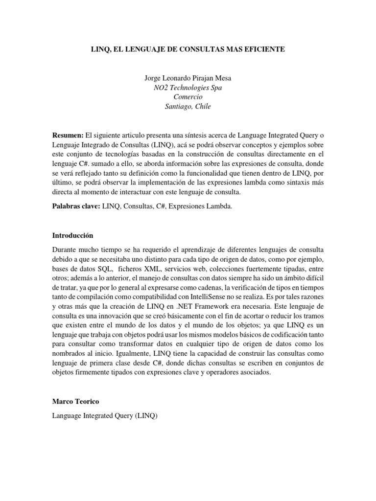 LINQ: Consultas Eficientes en C# | PDF | Consulta integrada de idiomas ...