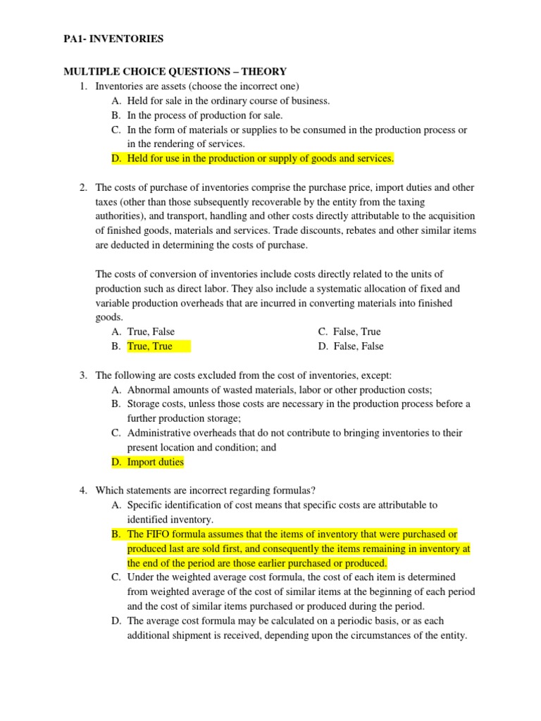Inventory Valuation and Revenue Recognition | PDF | Cost Of Goods Sold ...