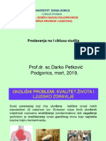 Prof - Dr. SC - Darko Petković Podgorica, Mart, 2019.: Predavanja Na I Ciklusu Studija