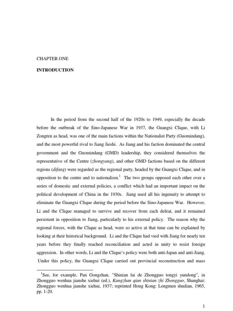 Su PHD Thesis - 08 Chapter 1 | PDF | Chiang Kai Shek | Nationalism