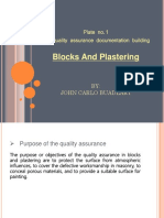 Blocks and Plastering: Plate No.1 f.1 Quality Assurance Documentation Building