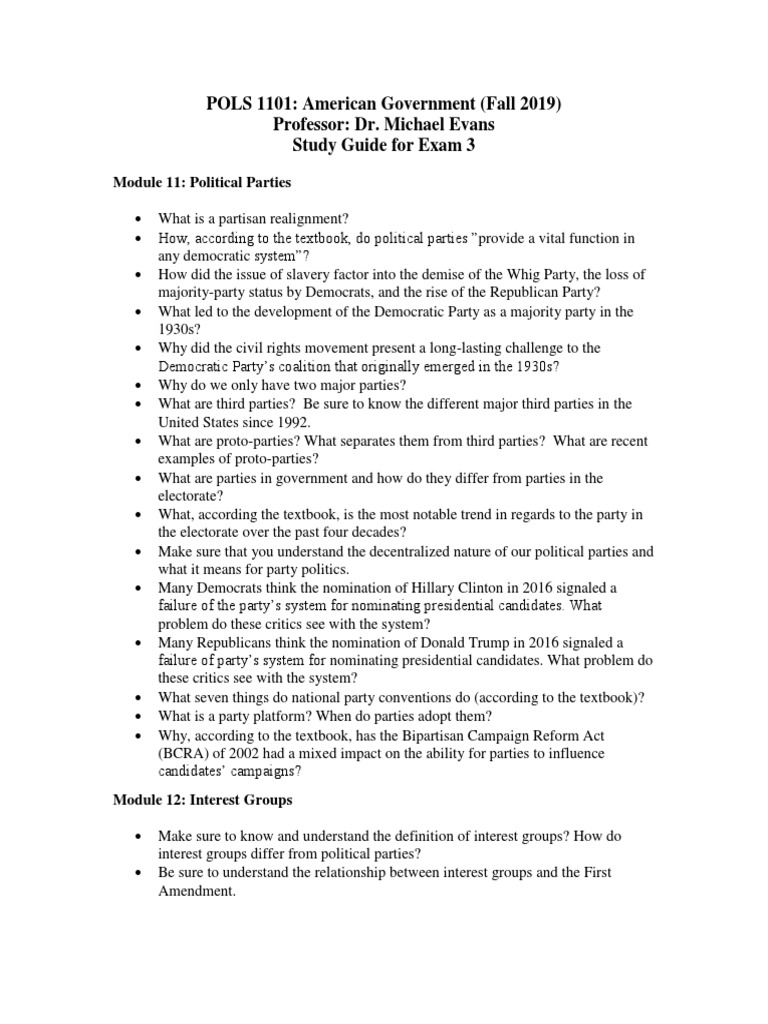 POLS 1101 Exam 3 Study Guide | PDF | Federal Judiciary Of The United ...