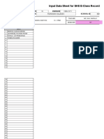 Learners' Names: Input Data Sheet For SHS E-Class Record