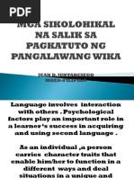 Mga Sikolohikal Na Salik Sa Pagkatuto NG Pangalawang