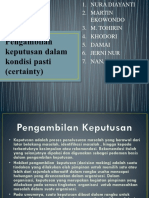 Pengambilan Keputusan Dalam Kondisi Pasti (Certainty)