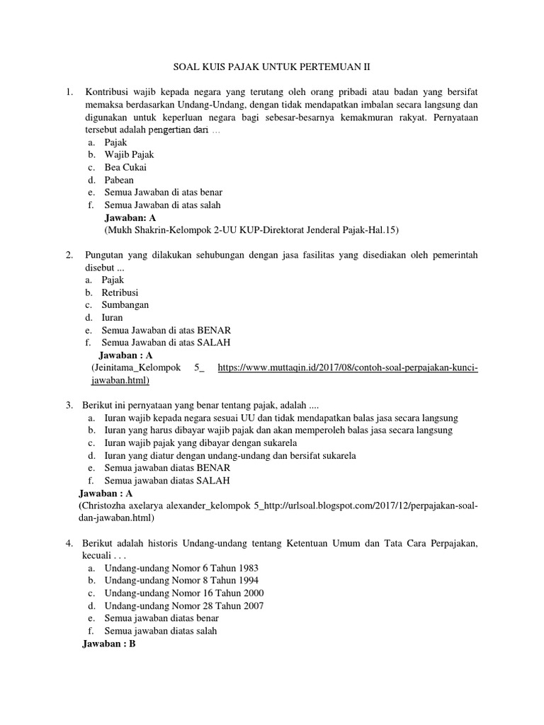 Contoh Soal Dan Jawaban Pajak Parkir