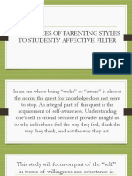 Influences of Parenting Styles To Students' Affective Filter