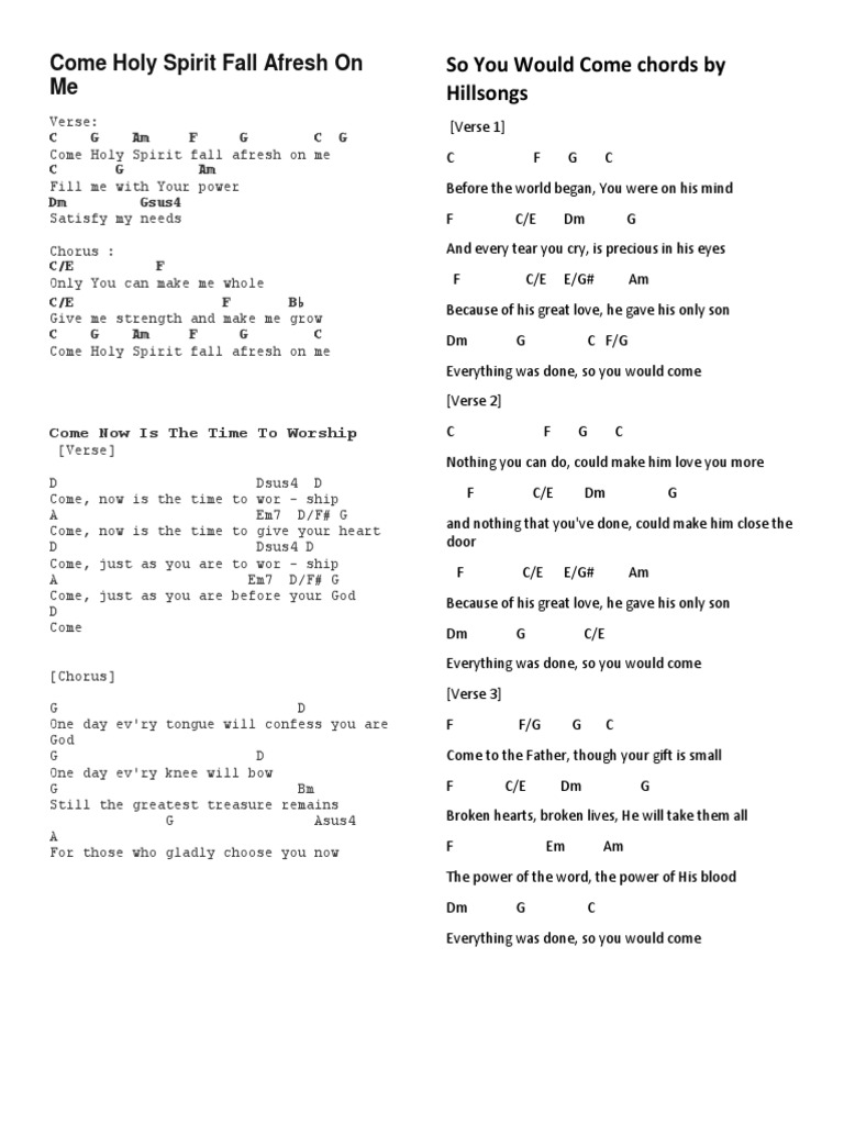 Come Holy Spirit: Lyrics & Chords | PDF | Song Structure
