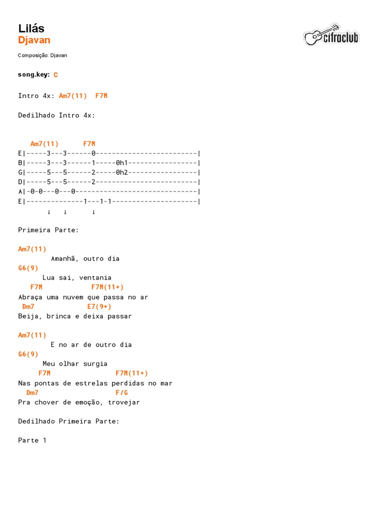 Cifra Club Djavan Lilás PDF Céu Fenômenos físicos
