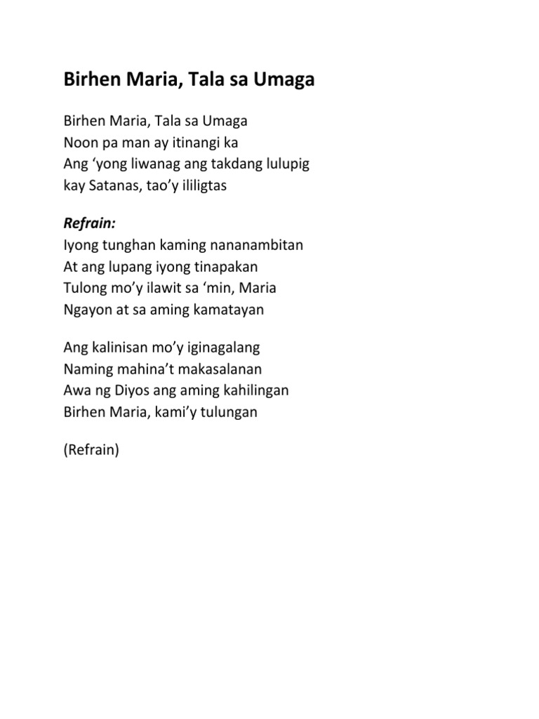 Birhen Maria, Tala Sa Umaga PDF | PDF