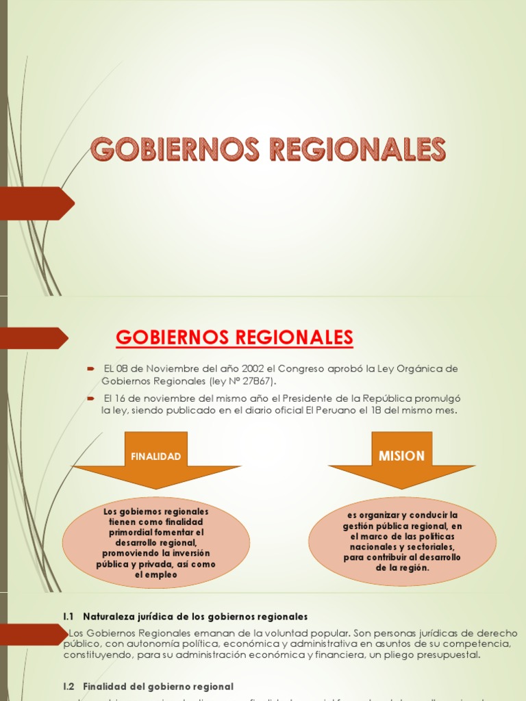 Funciones de los Gobiernos Regionales en Perú | PDF | Gobierno | Economias
