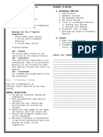 Day 1 - 2 (Tuesday - Wednesday) : Grade 10 Mathematics 2 Quarter Mathematics 10 Pointers To Review A. Polynomial Function