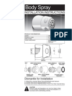 Body Spray: Installation Instructions