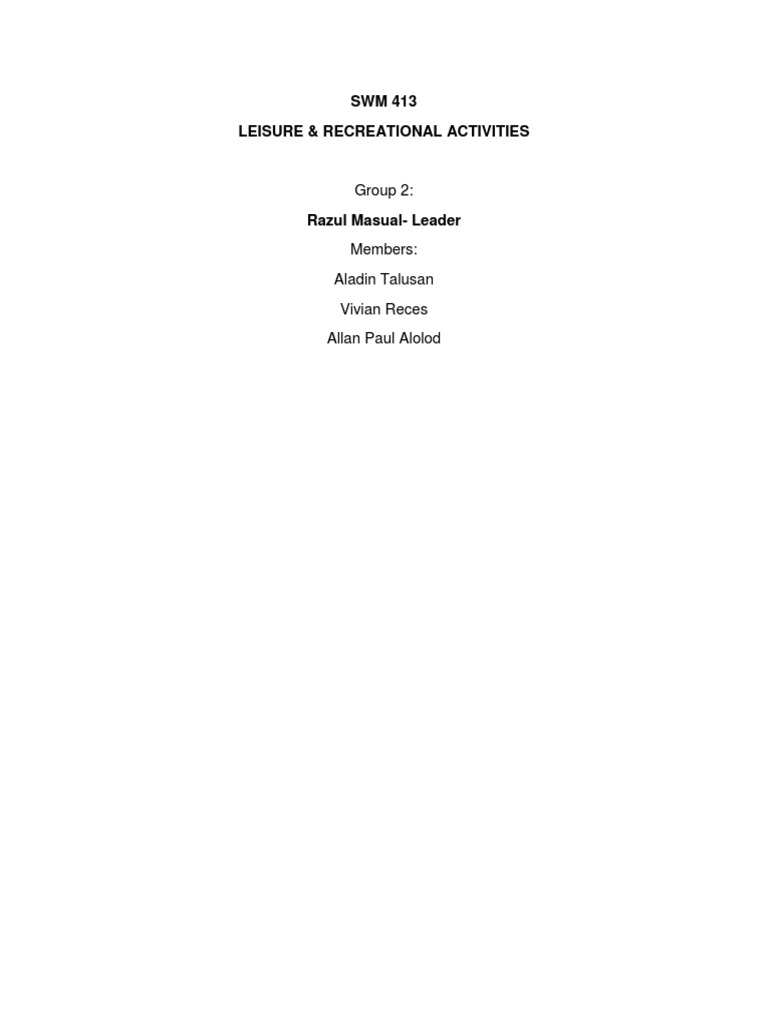 Fun Group Games for Leisure Activities | PDF | Sports & Recreation ...