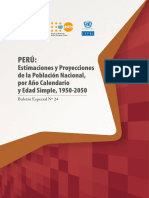 Perú: Estimaciones y Proyecciones de La Población Nacional, Por Año Calendario y Edad Simple, 1950-2050