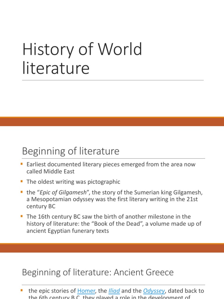 History of World Literature Overview | PDF | Roman Empire | Epic Poetry