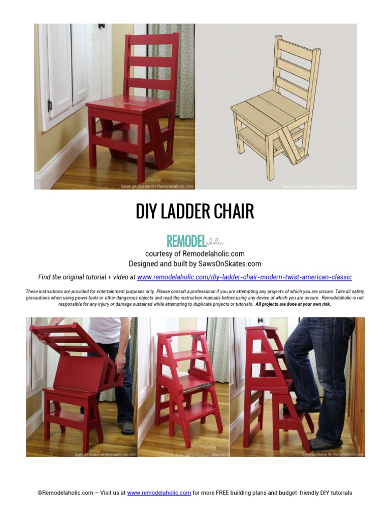 Ladder Chair Building Plan | PDF | Tools | Equipment