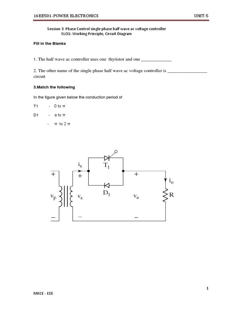 Single Phase Half Wave AC Controller | PDF