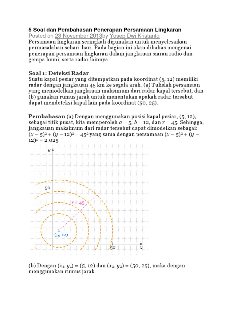 5 Soal Dan Pembahasan Penerapan Persamaan