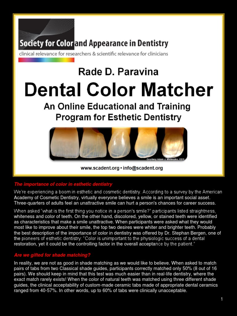 The Importance of Color in Esthetic Dentistry | PDF | Color | Tooth Enamel