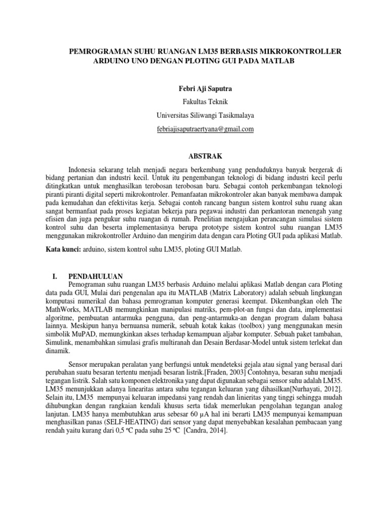 Pemrograman Suhu Ruangan Lm35 Berbasis Mikrokontroller Arduino Uno ...