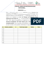 Acta Constitutiva Del Consejo de Participacion Social Institucional