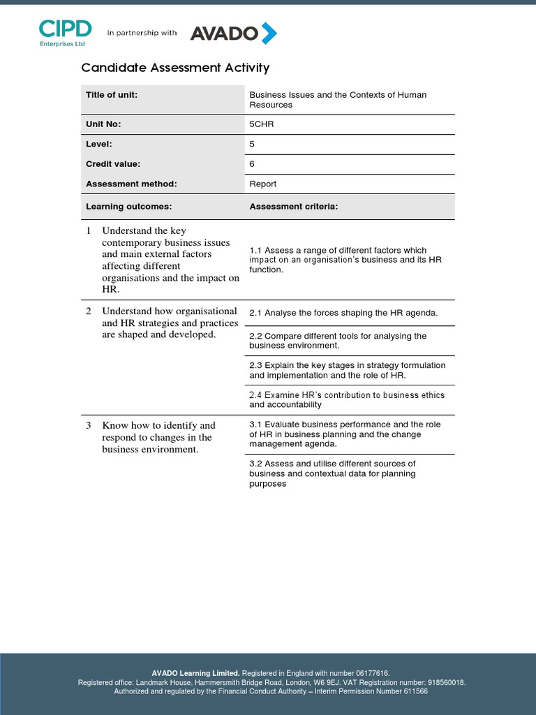 5CHR Assessment Brief | PDF | Accountability | Information