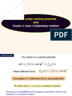 Orbits Under Central Potential And: Kepler's Laws of Planetary Motion