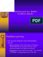Database Privacy. Buffer Overflow Attacks