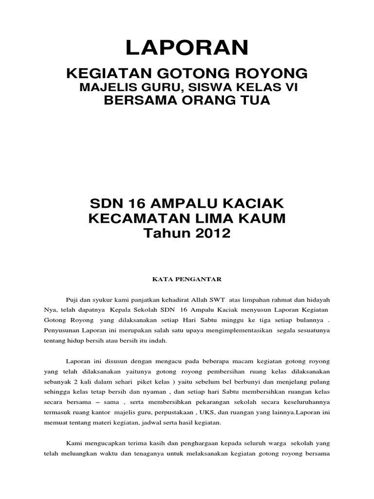Laporan Kegiatan Gotong Royong