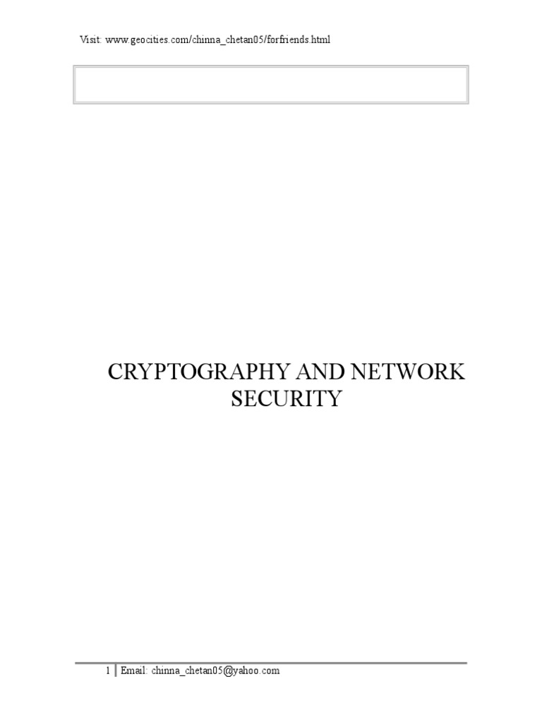 Cryptography and Network Security | PDF | Cryptography | Public Key ...